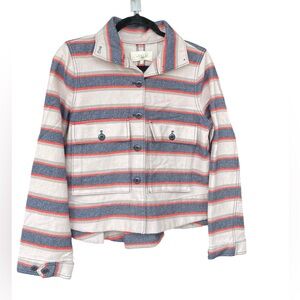 The Great. Swing Army Cropped Utility Jacket Stripe Twill Shacket Small